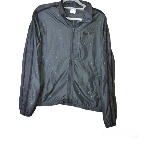 Nike‎ All Over Logo Pullover Windbreaker Jacket Black Size Small - Picture 1 of 6